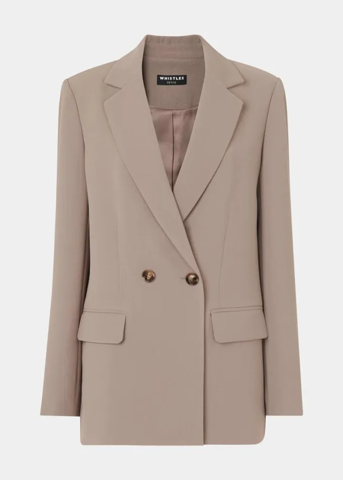 Whistles Petite Nina Double Breasted Blazer Taupe Women Petite Coats and Jackets Whistles Petite Nina Double Breasted Blazer Taupe Women Petite Coats and Jackets