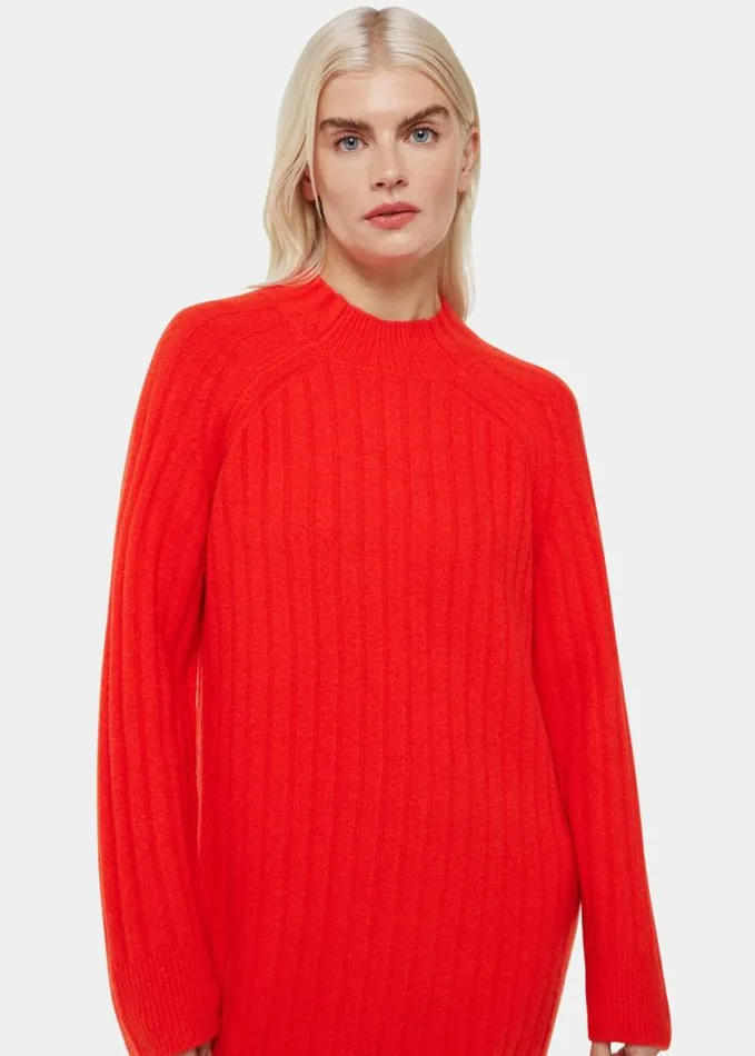 Whistles Petite Ribbed Knitted Midi Dress Red Women Petite Dresses and Jumpsuits Whistles Petite Ribbed Knitted Midi Dress Red Women Petite Dresses and Jumpsuits