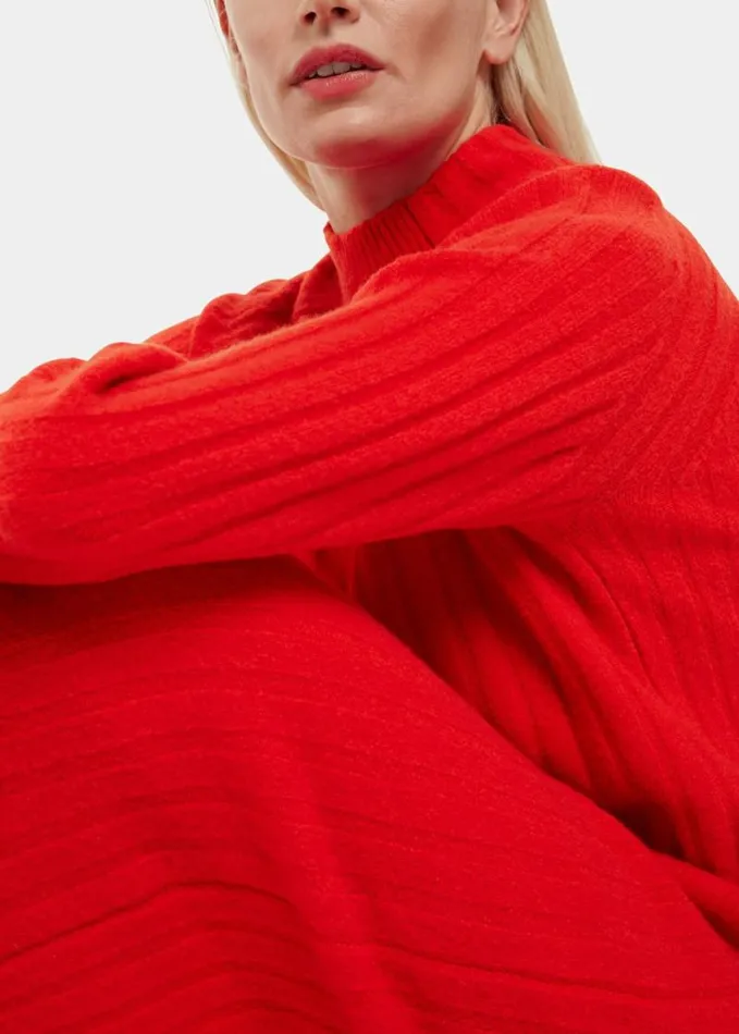 Whistles Petite Ribbed Knitted Midi Dress Red Women Petite Dresses and Jumpsuits Whistles Petite Ribbed Knitted Midi Dress Red Women Petite Dresses and Jumpsuits