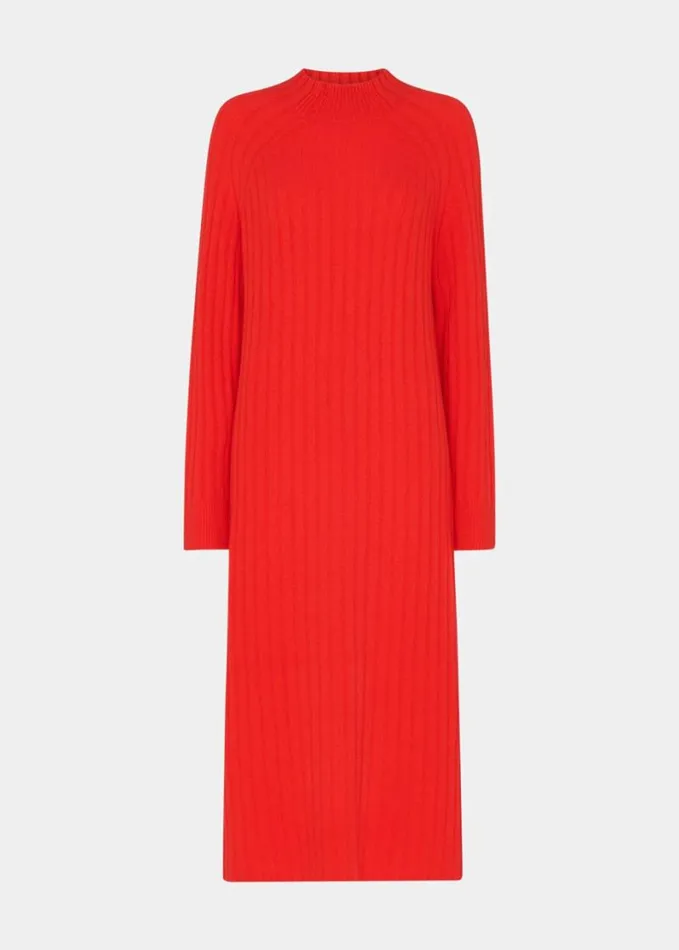 Whistles Petite Ribbed Knitted Midi Dress Red Women Petite Dresses and Jumpsuits Whistles Petite Ribbed Knitted Midi Dress Red Women Petite Dresses and Jumpsuits