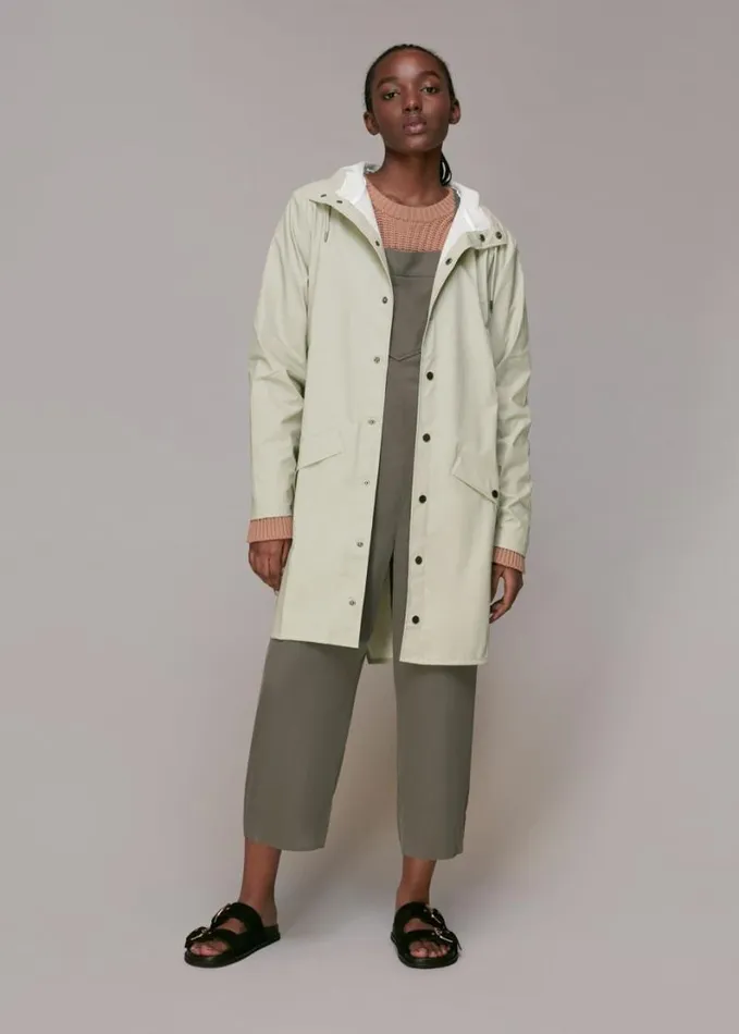 Whistles Rains Long Jacket Pale Grey Women Coats and Jackets