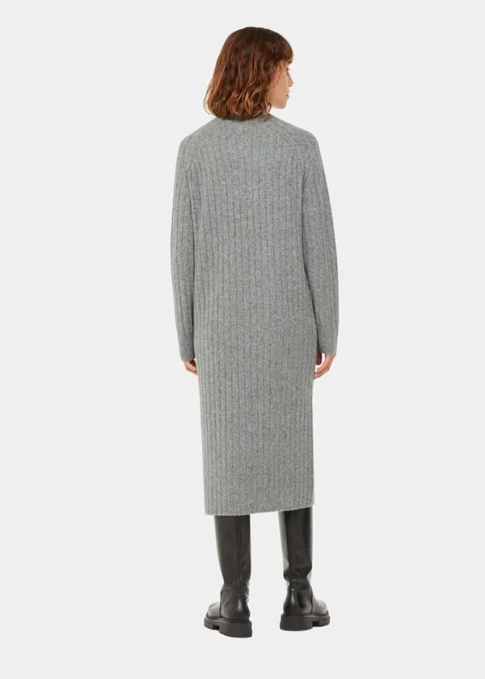Whistles Ribbed Knitted Midi Dress Grey Women Sweaters and Cashmere