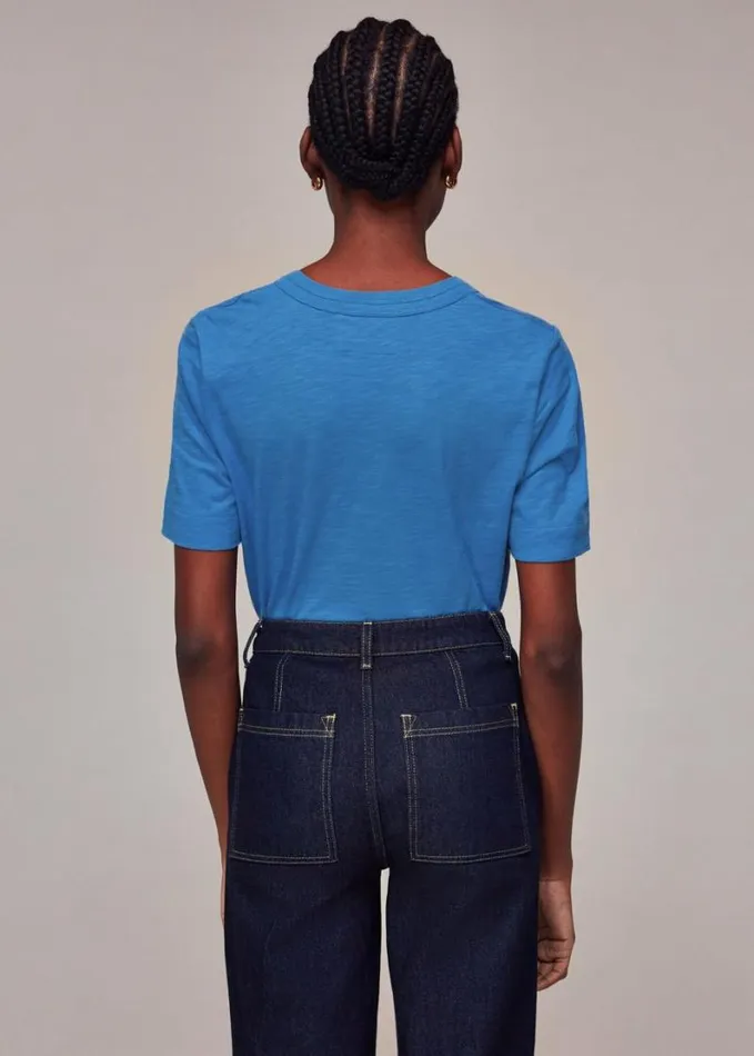 Whistles Rosa Double Trim Tshirt Blue Women Tops