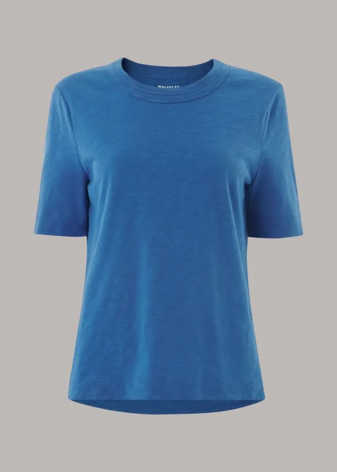 Whistles Rosa Double Trim Tshirt Blue Women Tops