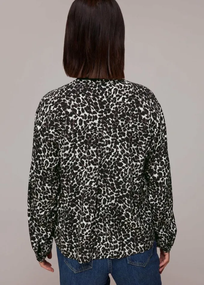 Whistles Shadow Leopard Print Blouse Blackwhite Women Tops