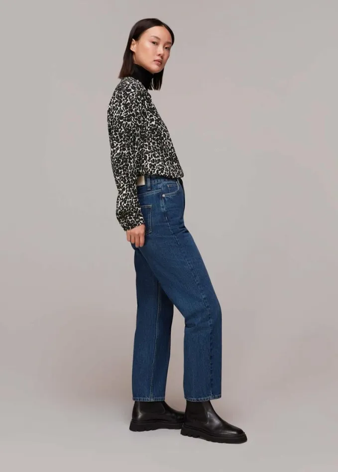 Whistles Shadow Leopard Print Blouse Blackwhite Women Tops