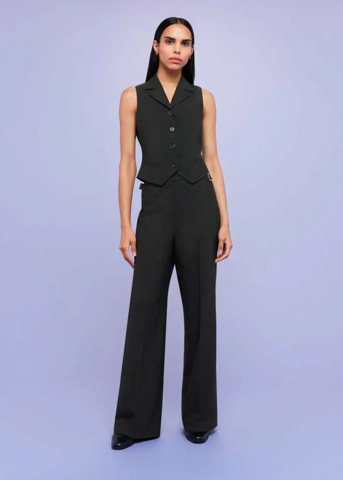 Whistles Sia Wool Blend Waistcoat Black Women Tops