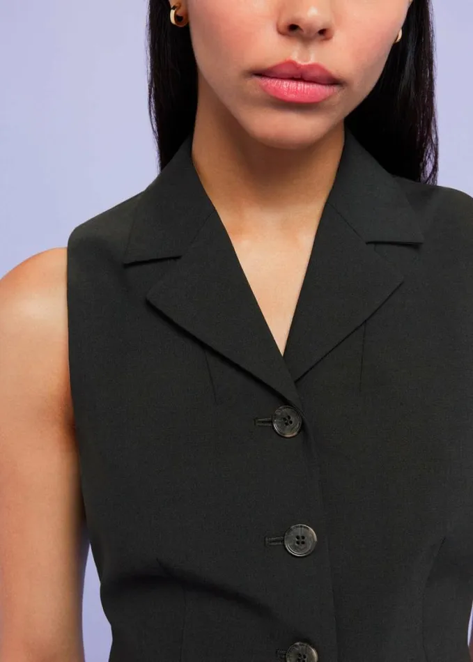 Whistles Sia Wool Blend Waistcoat Black Women Tops