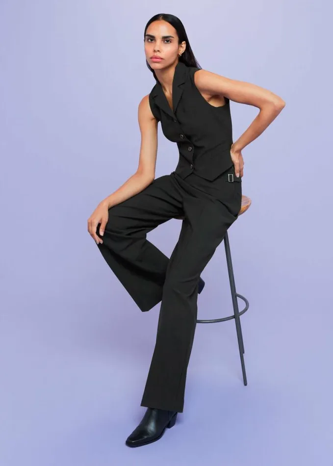 Whistles Sia Wool Blend Waistcoat Black Women Tops