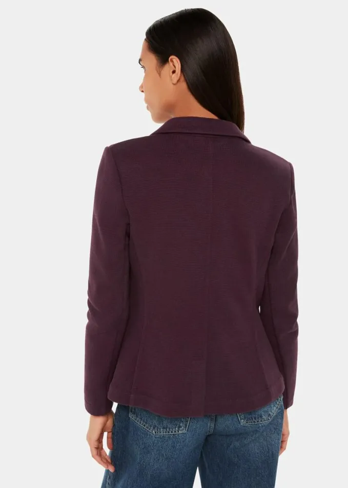 Whistles Slim Jersey Jacket Aubergine Women Coats and Jackets