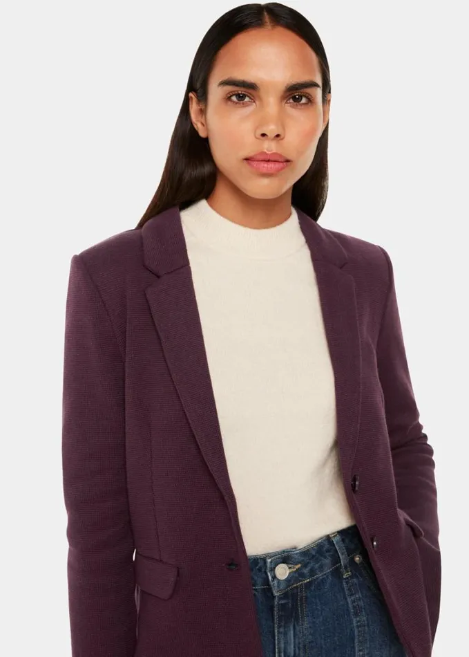 Whistles Slim Jersey Jacket Aubergine Women Coats and Jackets