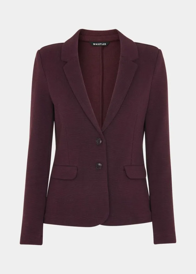 Whistles Slim Jersey Jacket Aubergine Women Coats and Jackets