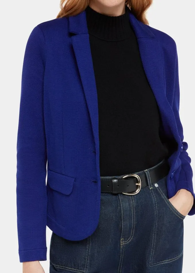 Whistles Slim Jersey Jacket Cobalt Blue Women Coats and Jackets