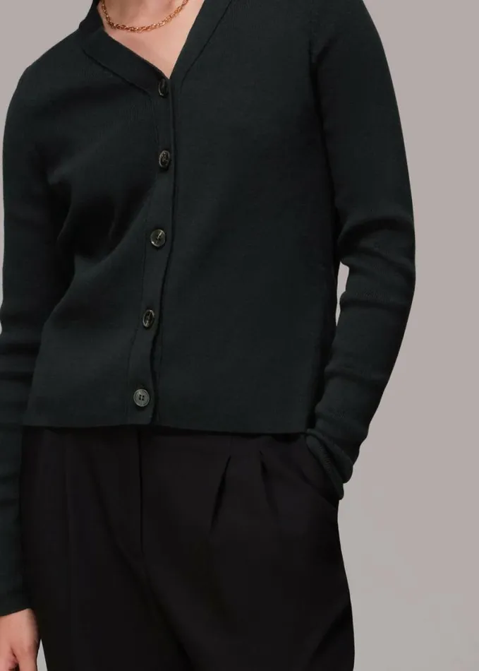 Whistles Slimline Cardigan Black Women Sweaters and Cashmere