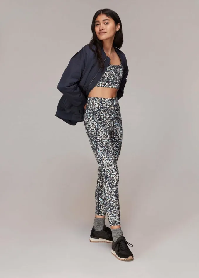 Whistles Speckled Crossback Sports Bra Navymulti Women Tops