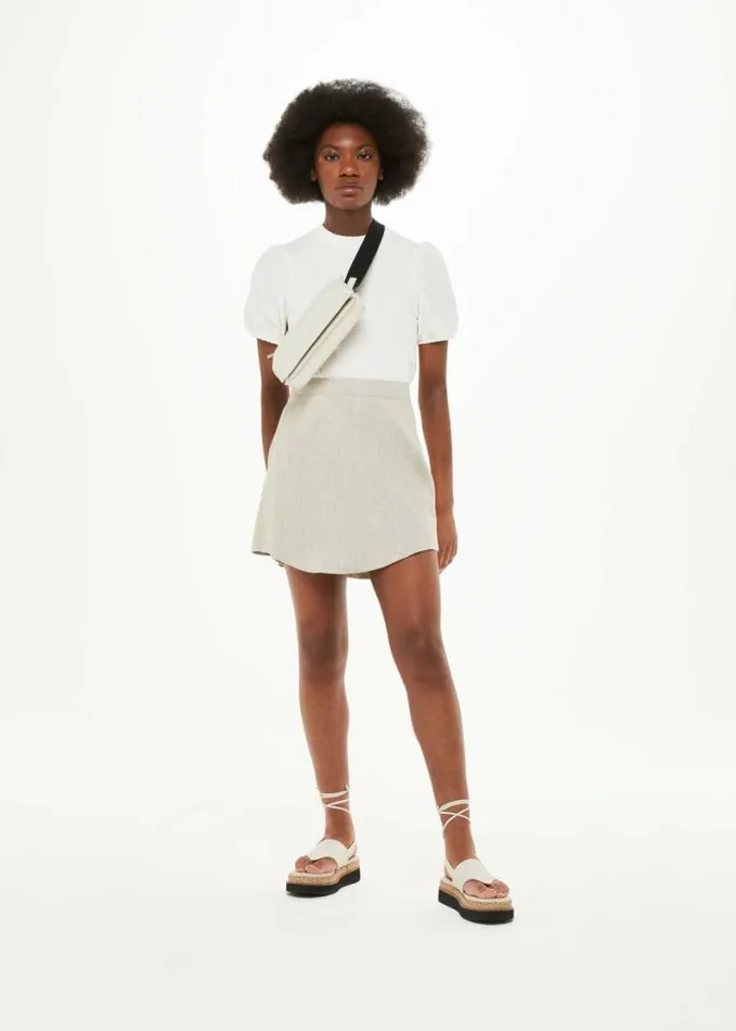 Whistles Texture Puff Sleeve Top White Women Tops