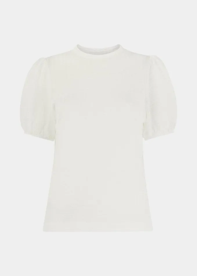 Whistles Texture Puff Sleeve Top White Women Tops