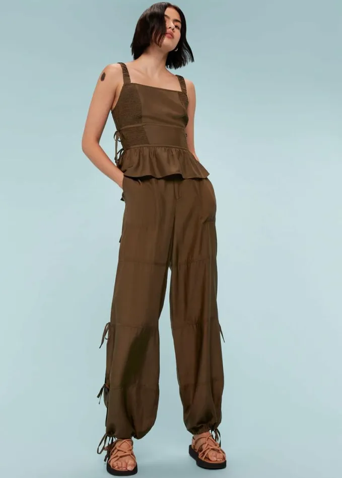 Whistles Tie Detail Trouser Chocolate Women Pants