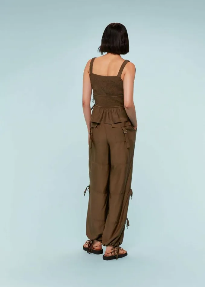 Whistles Tie Detail Trouser Chocolate Women Pants