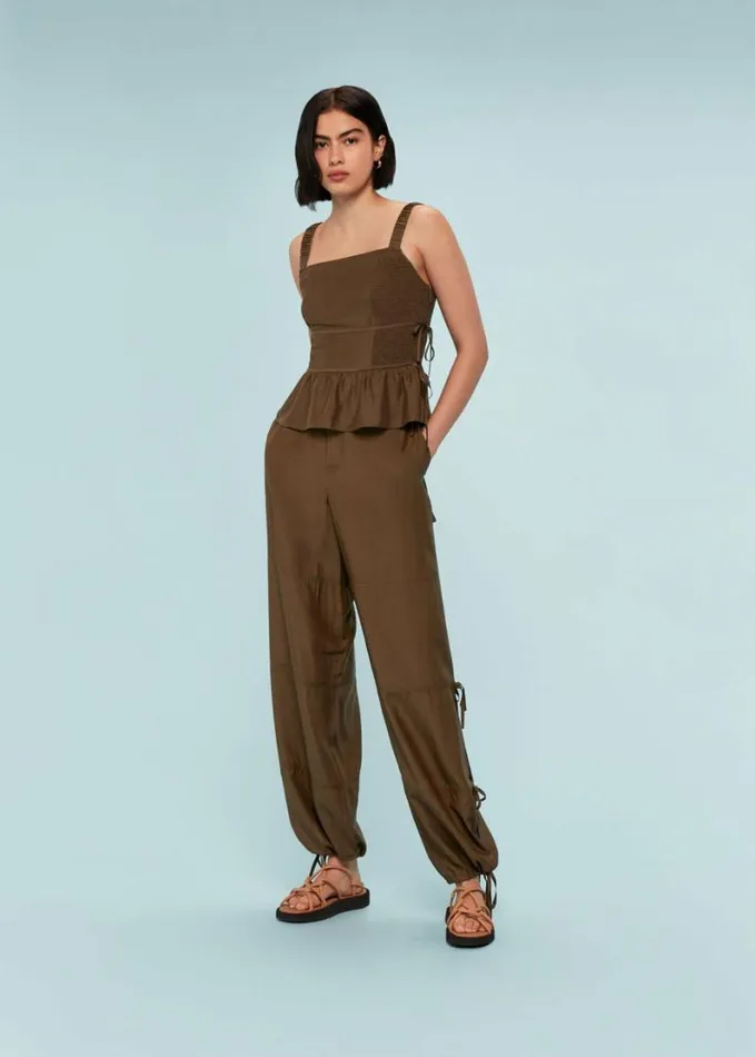 Whistles Tie Detail Trouser Chocolate Women Pants