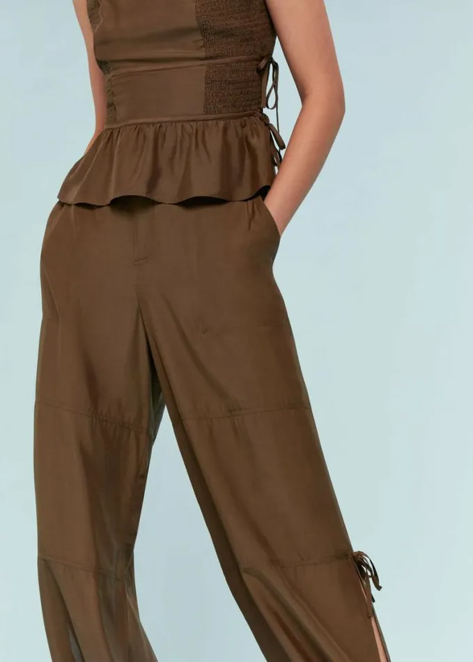 Whistles Tie Detail Trouser Chocolate Women Pants