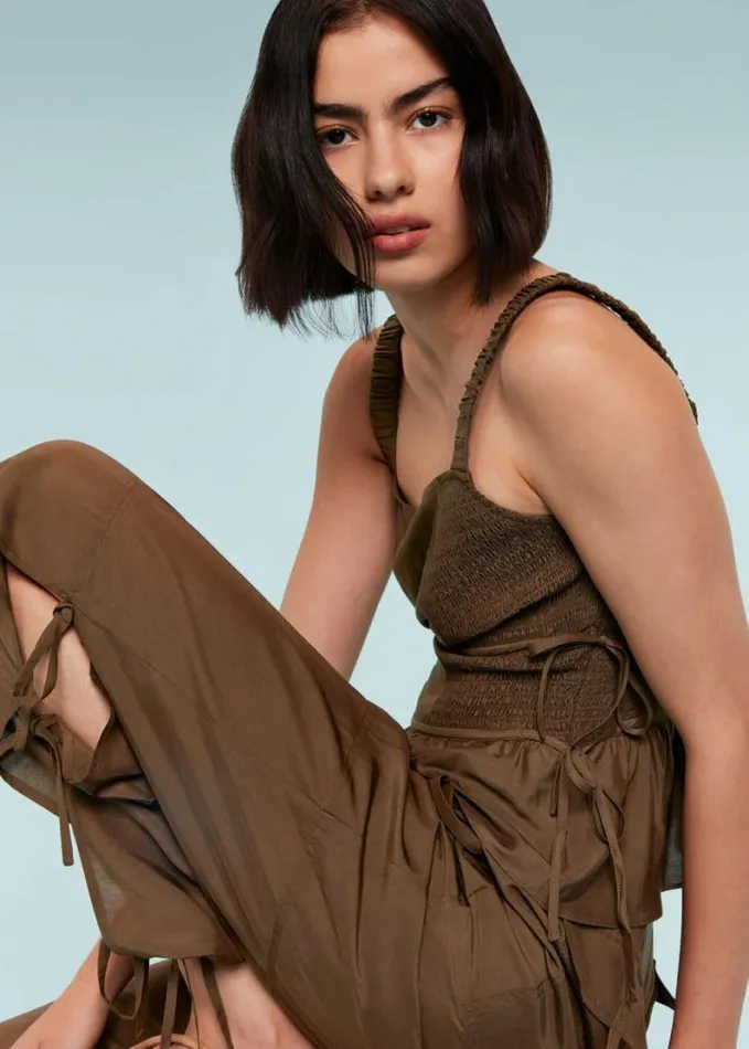 Whistles Tie Detail Trouser Chocolate Women Pants