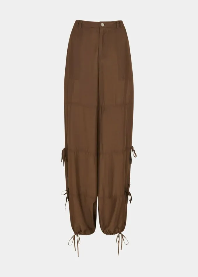 Whistles Tie Detail Trouser Chocolate Women Pants