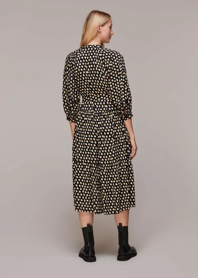 Whistles Twisting Tulips Trapeze Dress Blackmulti Women Dresses