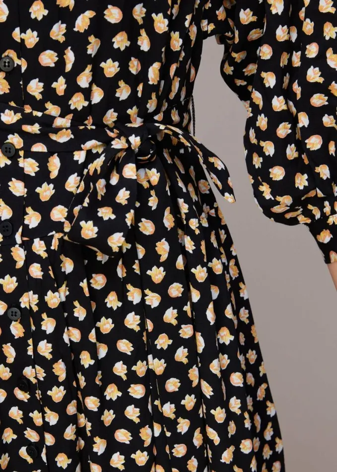 Whistles Twisting Tulips Trapeze Dress Blackmulti Women Dresses
