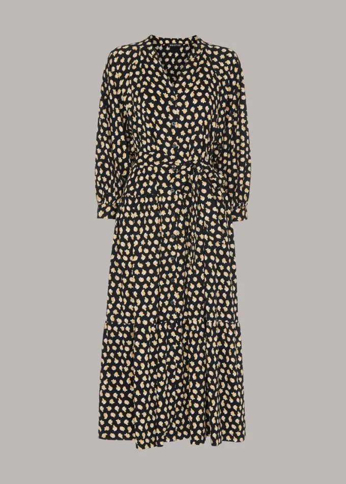 Whistles Twisting Tulips Trapeze Dress Blackmulti Women Dresses
