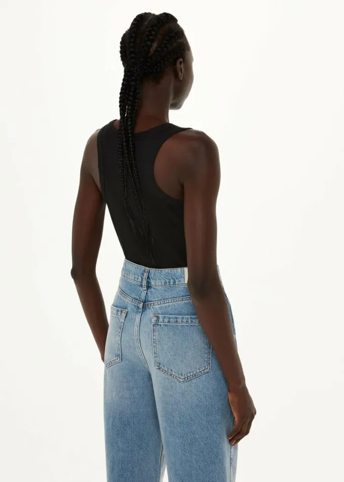 Whistles Ultimate Ribbed Scoop Vest Black Women Tops