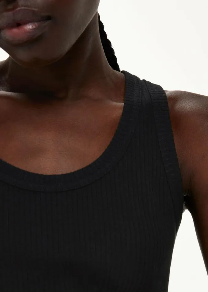 Whistles Ultimate Ribbed Scoop Vest Black Women Tops