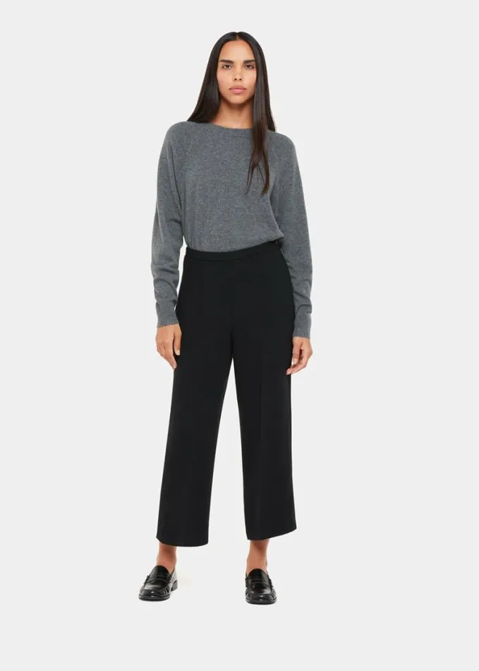 Whistles Wide Leg Cropped Trouser Black Women Pants