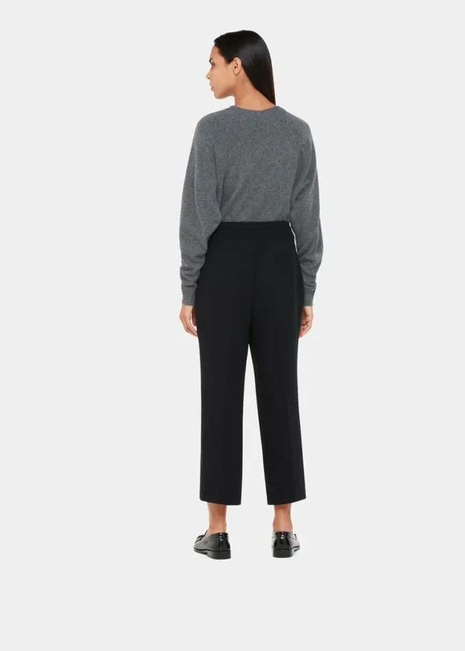 Whistles Wide Leg Cropped Trouser Black Women Pants