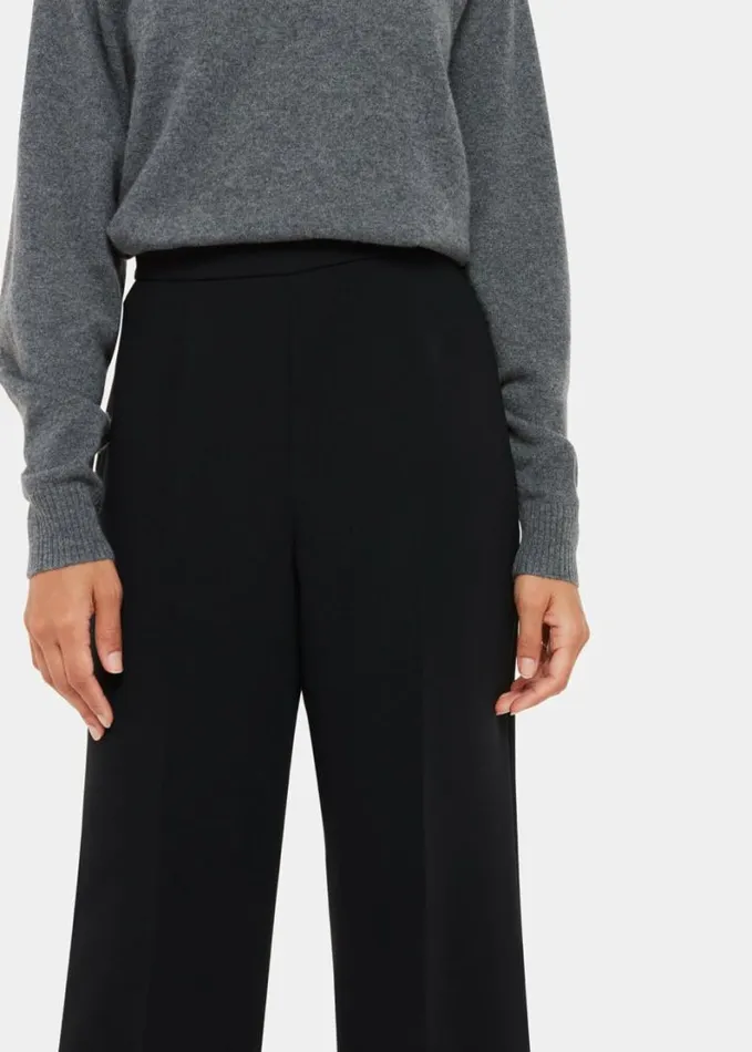 Whistles Wide Leg Cropped Trouser Black Women Pants