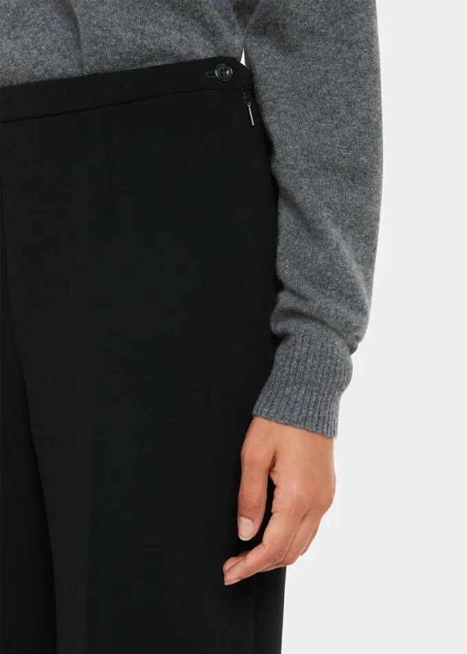 Whistles Wide Leg Cropped Trouser Black Women Pants