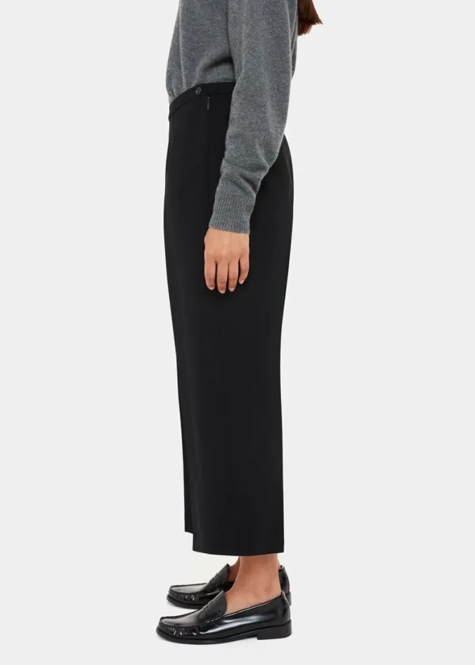 Whistles Wide Leg Cropped Trouser Black Women Pants