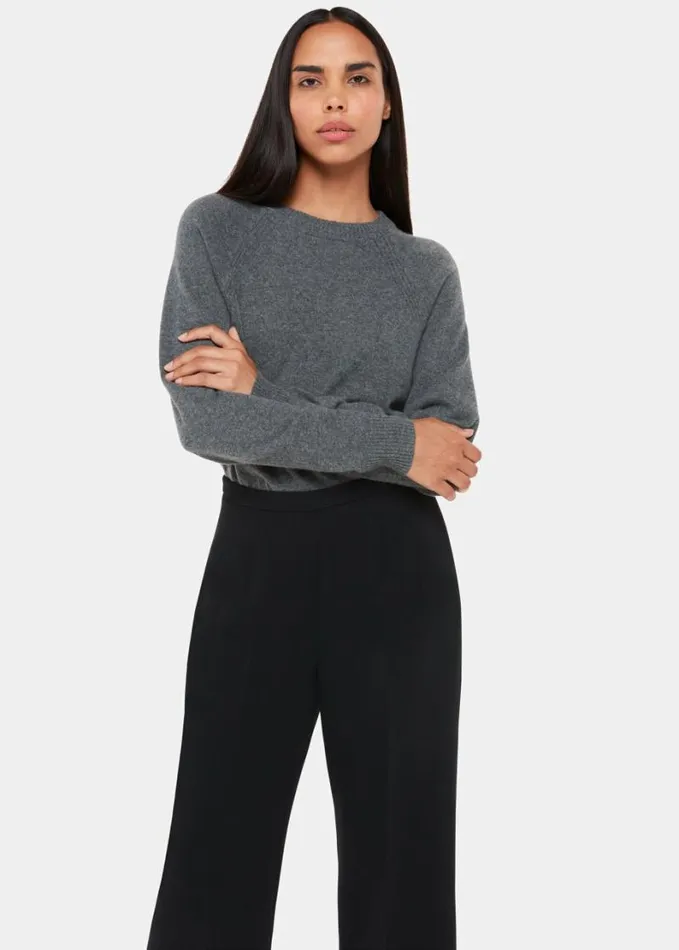 Whistles Wide Leg Cropped Trouser Black Women Pants