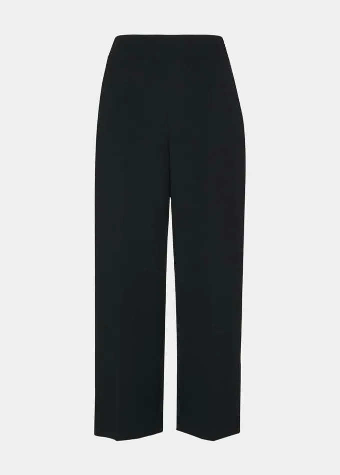 Whistles Wide Leg Cropped Trouser Black Women Pants