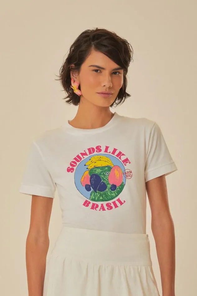 White Sounds Like Brasil Organic Cotton Baby TShirt Women FARM Rio Tshirts