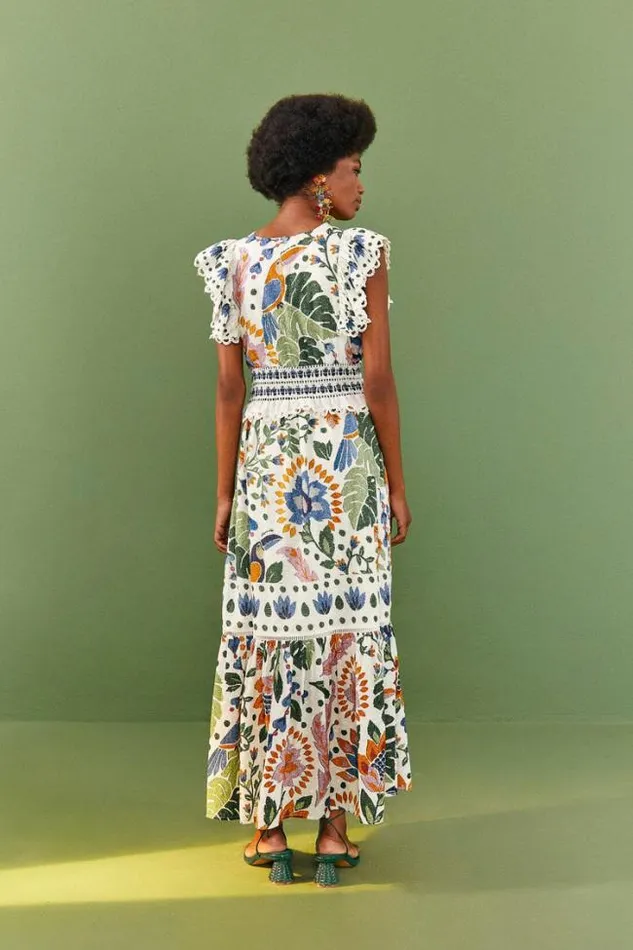 White Summer Garden Maxi Dress Women FARM Rio Maxi Dresses