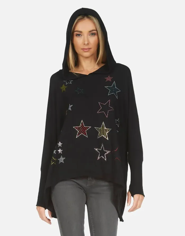 Wilma Crystal Stars Black Women Lauren Moshi Hoodies