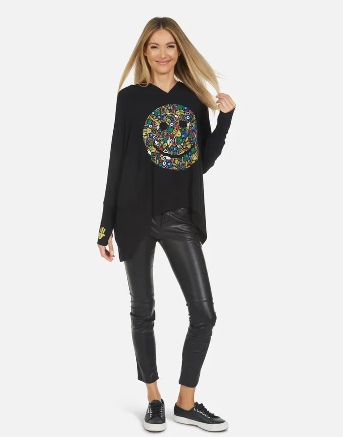 Wilma Lucky Happy Face Black Women Lauren Moshi Hoodies
