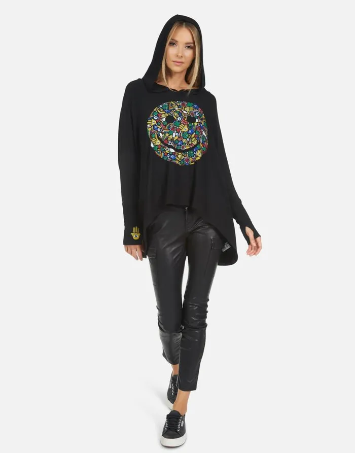 Wilma Lucky Happy Face Black Women Lauren Moshi Hoodies