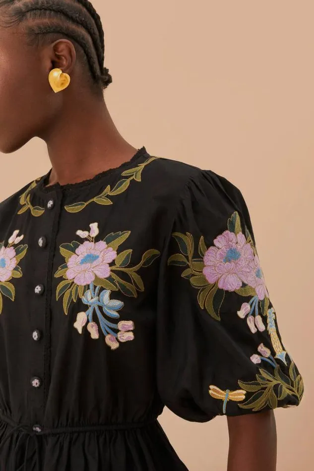 Winter Garden Embroidered Short Sleeve Blouse Women FARM Rio Blouses