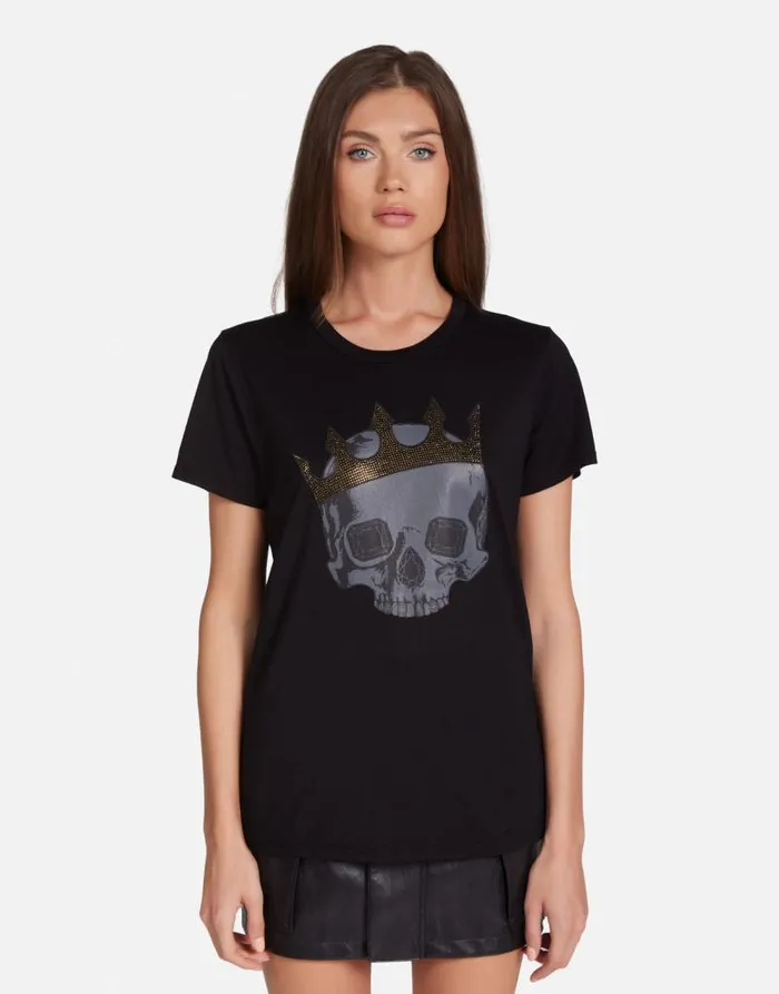 Wolf Diamond Royal Skull Black Women Lauren Moshi Short Sleeve