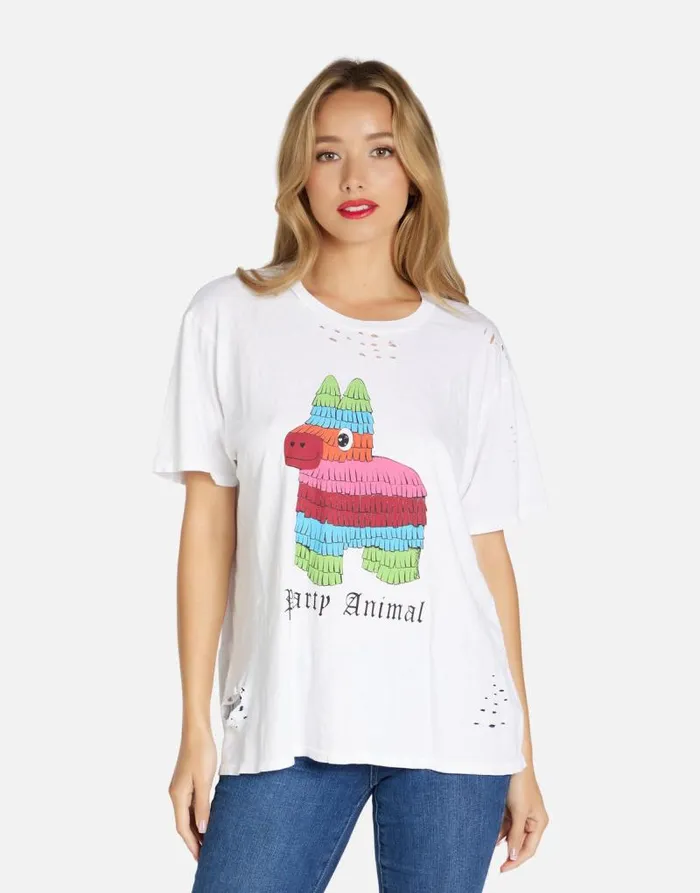 Wolf Party Animal White Women Lauren Moshi Short Sleeve