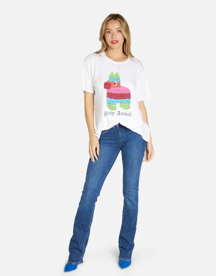 Wolf Party Animal White Women Lauren Moshi Short Sleeve