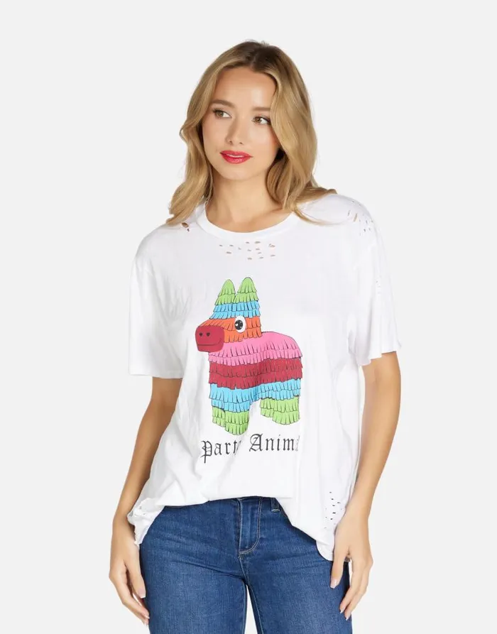Wolf Party Animal White Women Lauren Moshi Short Sleeve