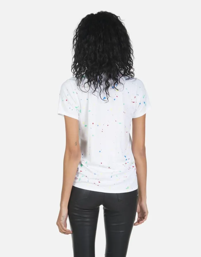 Wolf Text Happy Face Whiteprimary Splatter Women Lauren Moshi Short Sleeve